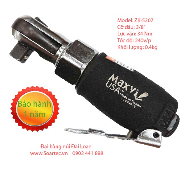 Súng vặn bu lông MAXVI tay ngang ZK-5207 - Chuyên gia khe hẹp 3/8" Vừa vặn rắn chắc