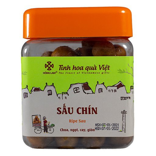 Ô mai (xí muội) sấu chín Hồng Lam, dạng hộp (200gr, 300gr, 500gr). Có vị chua, cay