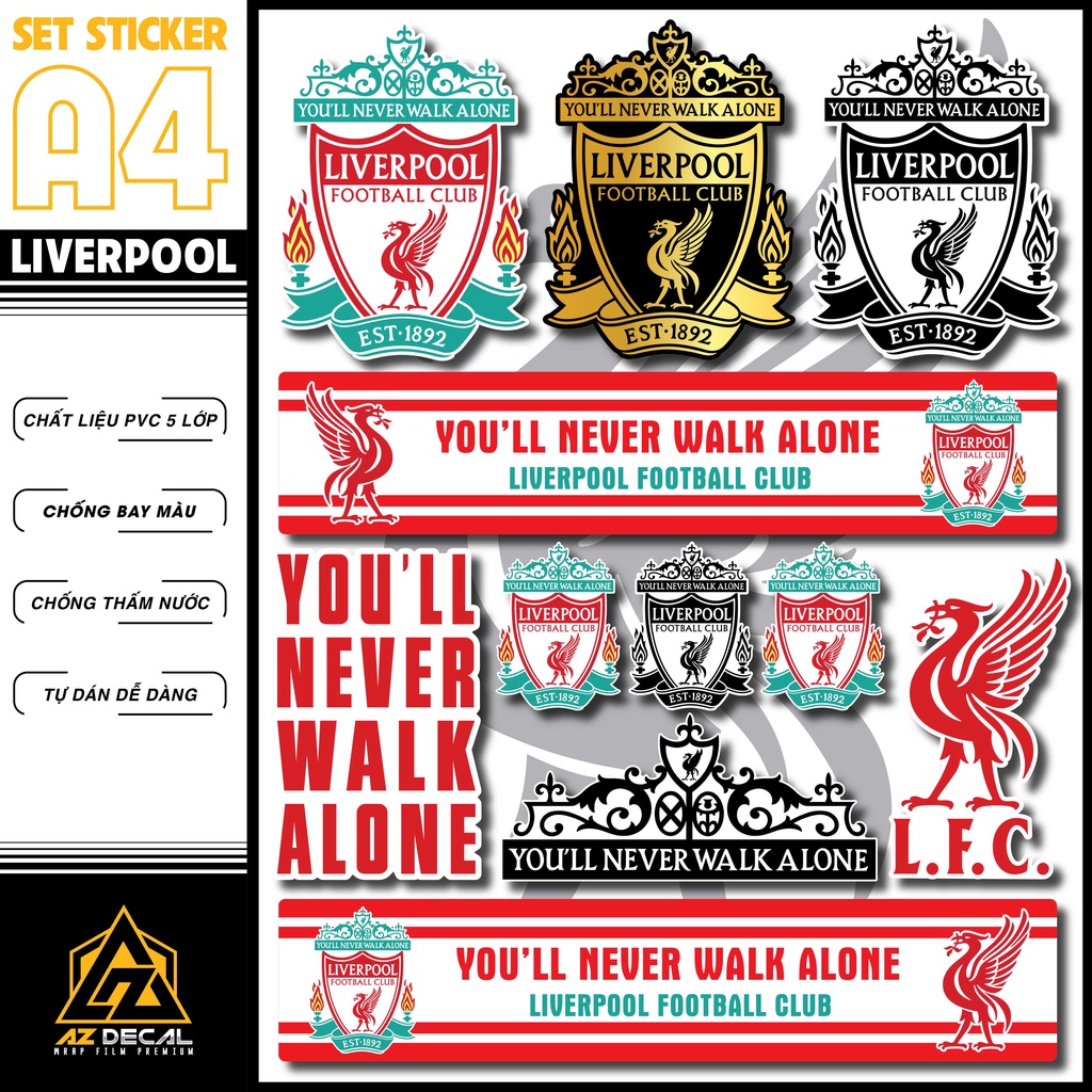 Sticker Bóng Đá CLB Liverpool Dán Tem Xe, Dán Nón, Điện Thoại, Laptop - Logo Đội Bóng Chất Liệu Chống Thấm Nước, Bền Màu