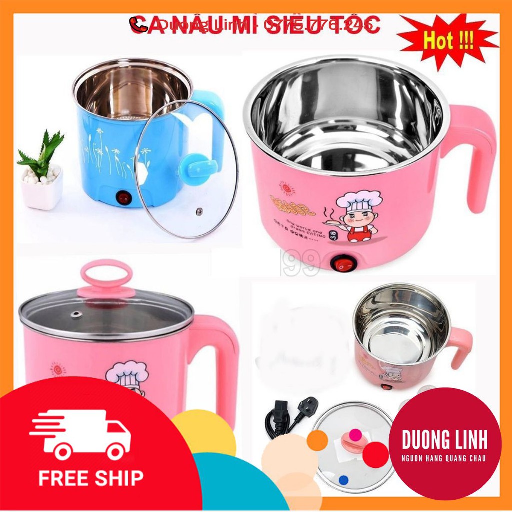 Nồi lẩu mini - ca nấu mì siêu tốc đa năng siêu tiện lợi 1.6L + Tặng kèm khay luộc trứng