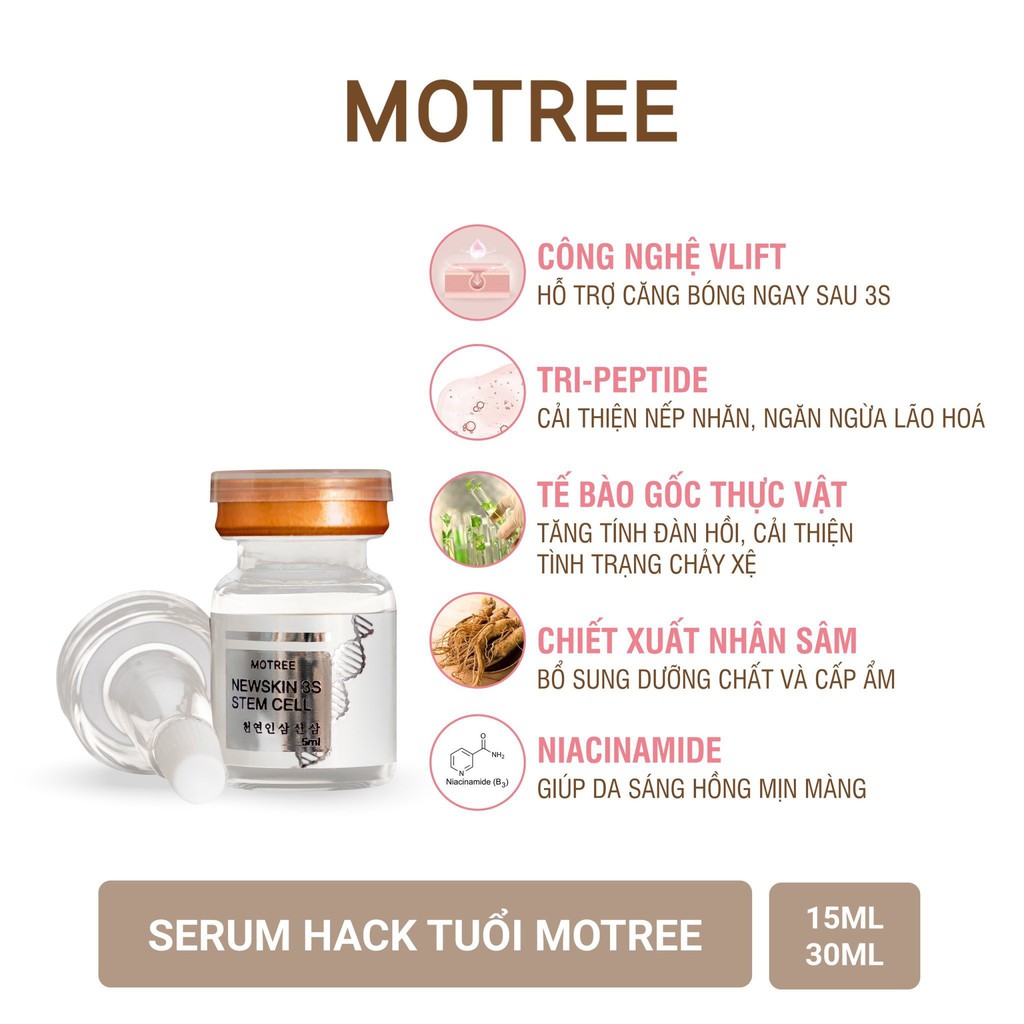 Serum Hack Tuổi MOTREE - Newskin 3S Stem Cell SPF 50++ ,3s Căng Bóng Mịn Màng, Trẻ Hóa Làn Da ,Trắng Hồng Rạng Rỡ | BigBuy360 - bigbuy360.vn