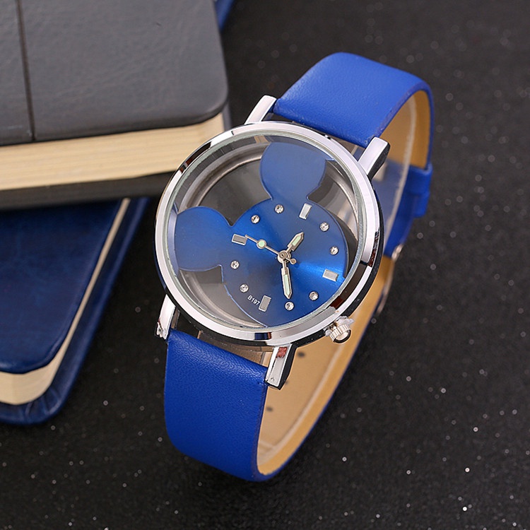 LWCC 147 Đồng hồ đeo tay mặt hình chuột hoạt hình đáng yêu dành cho trẻ em