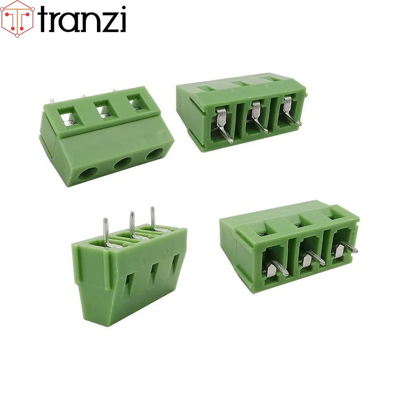 Cầu đấu 5.0mm KF128 5 3P chân cắm thẳng xanh - túi 10 cái