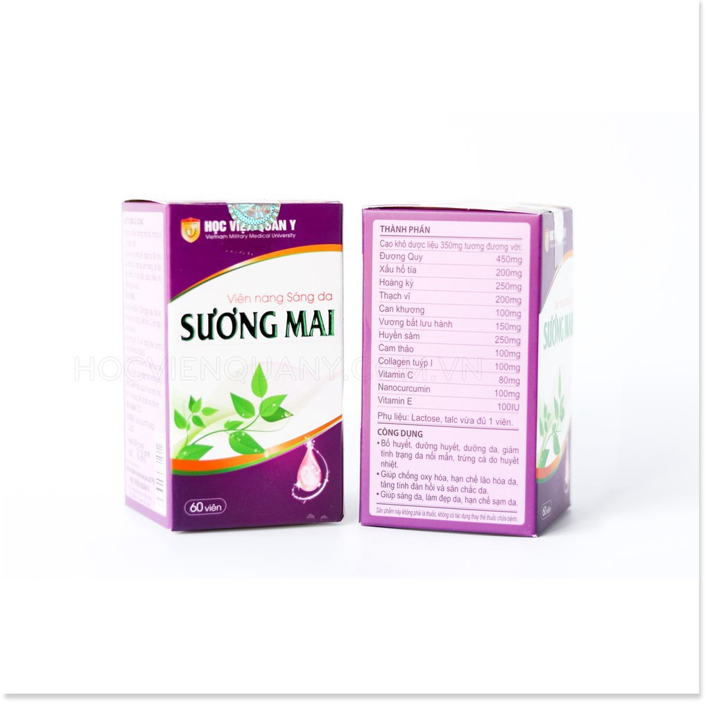 Bộ 2 hộp viên uống sáng da Sương Mai Học Viện Quân Y