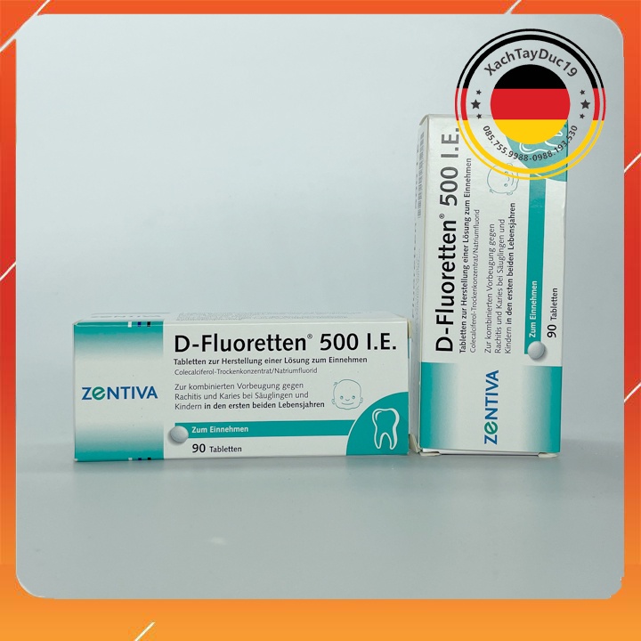Vitamin D Fluoretten 500 I.E Của Đức Bổ Sung Vitamin D3 Cho Trẻ Sơ Sinh Hộp 90 Viên
