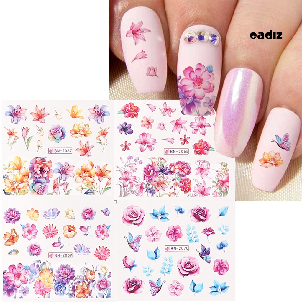 Miếng Dán Trang Trí Móng Tay Họa Tiết Hoa Siêu Mỏng Tiện Dụng Cho Nữ