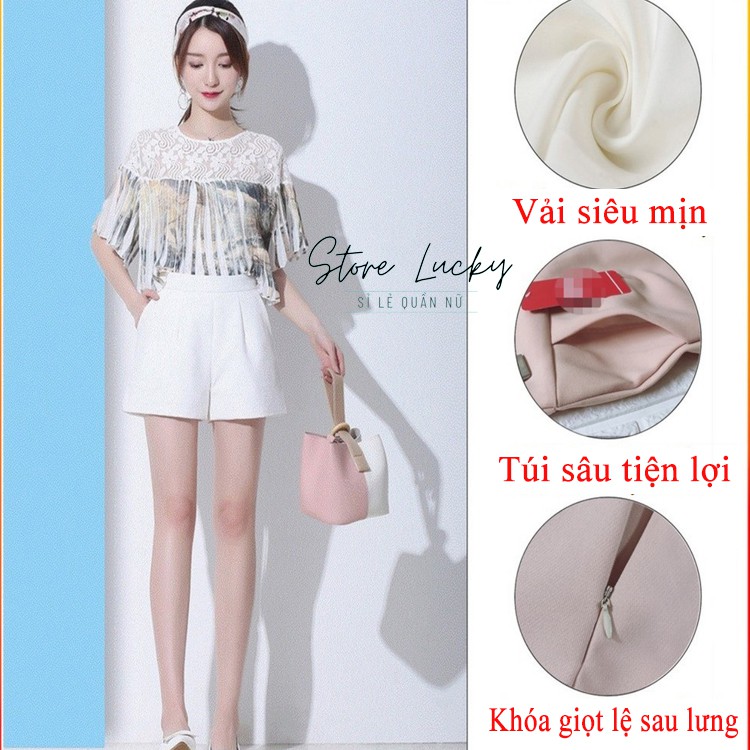 Quần short cạp cao HÀNG XUẤT DƯ vải tuyết mưa - khóa giọt lệ sau lưng - siêu hack dáng | BigBuy360 - bigbuy360.vn