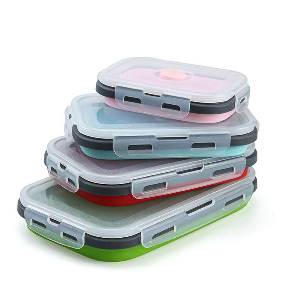 Hộp Đựng Cơm Trưa Bằng Silicone Chống Rò Rỉ An Toàn Có Nắp Đậy Dùng Được Trong Lò Vi Sóng
