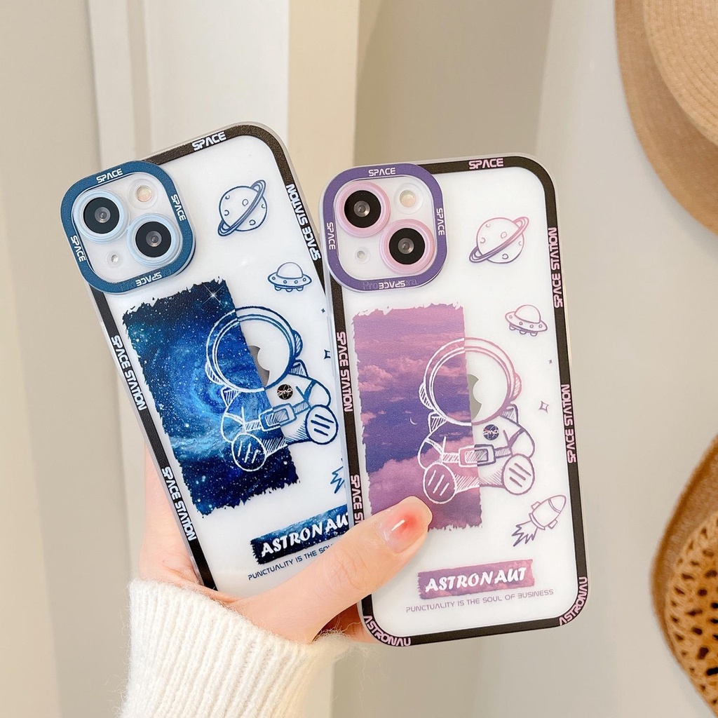 Transparent Cute Astronaut flash drill Compatible for iphone 13 12 11 pro max x xr xsmax 7/8plus TPU phone case cover