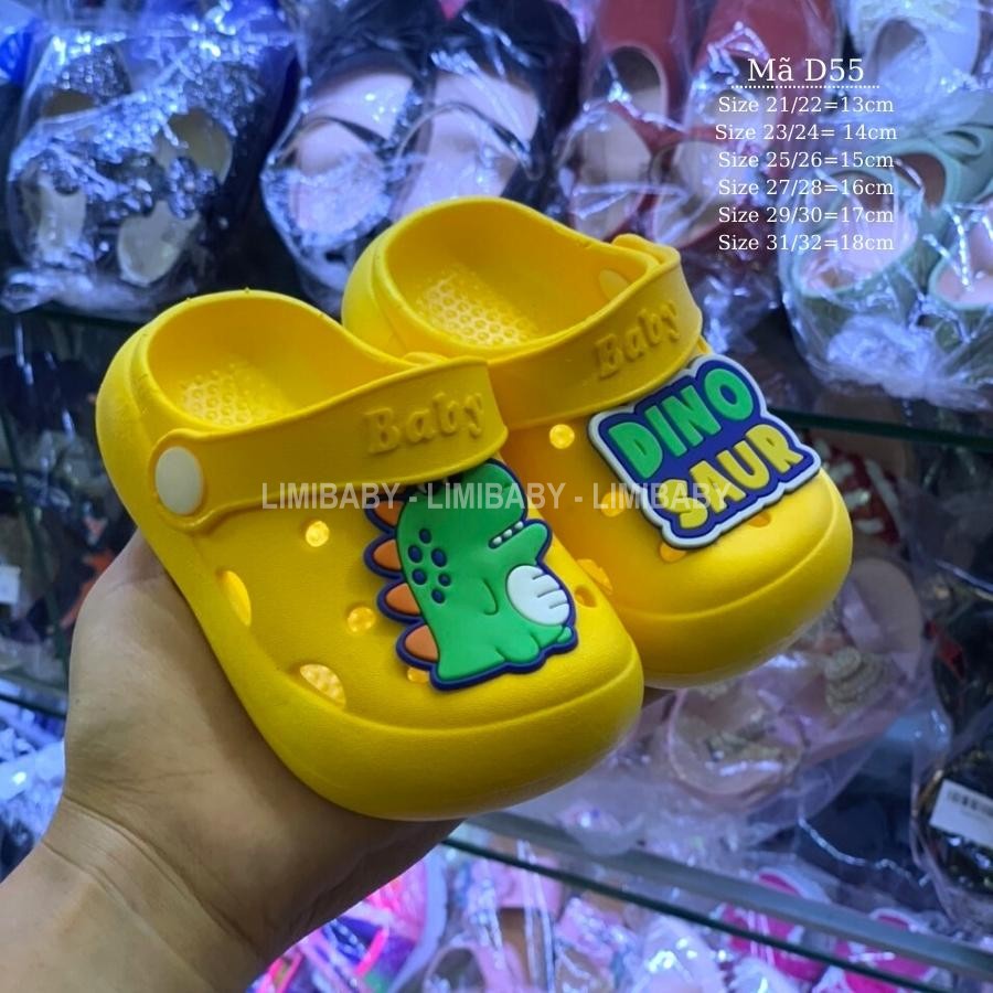 Sục cho bé trai bé gái LIMIBABY dép khủng long vàng xanh cute đi trong nhà đi biển chống trơn cho trẻ em 1-5 tuổi D55
