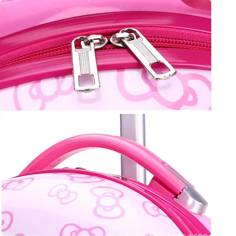 Vali trẻ em 18 inch Hello Kitty Phim hoạt hình Xe đẩy Trường hợp cho trẻ em Túi hành lý du lịch