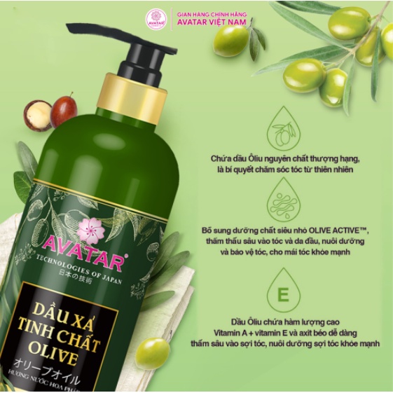 Dầu Xả Avatar Cao Cấp Tinh Chất OLIVE Giúp Tóc Bồng Bềnh Chắc Khỏe 800ml