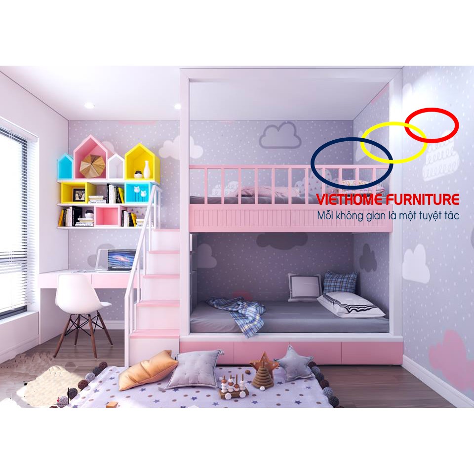 Phòng ngủ siêu tiện nghi với giường tầng đa dụng