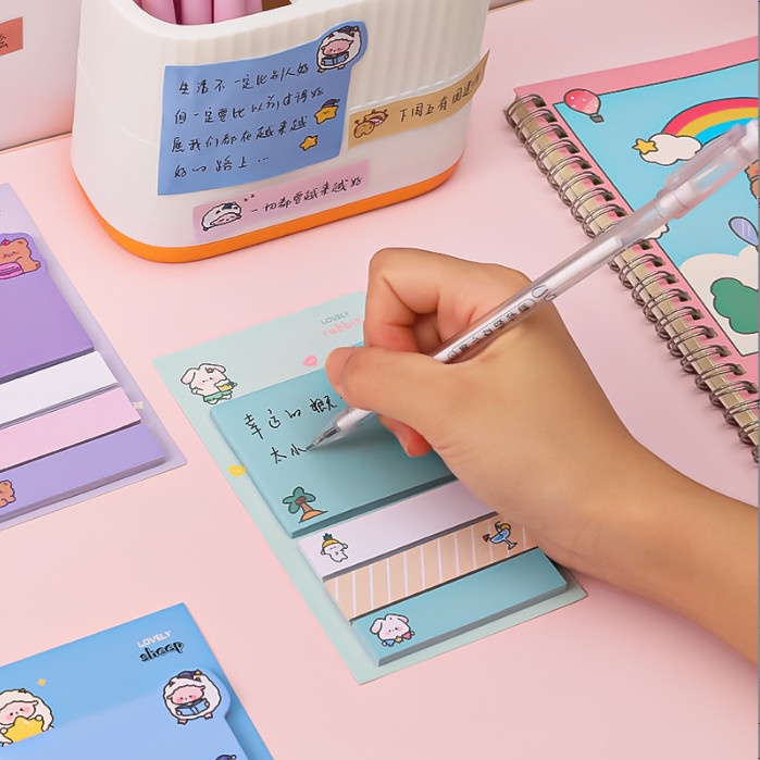 Bảng set giấy note, đánh dấu trang nhiều kích thước hình thú siêu cute BAG U BANGNOTEVUONG078