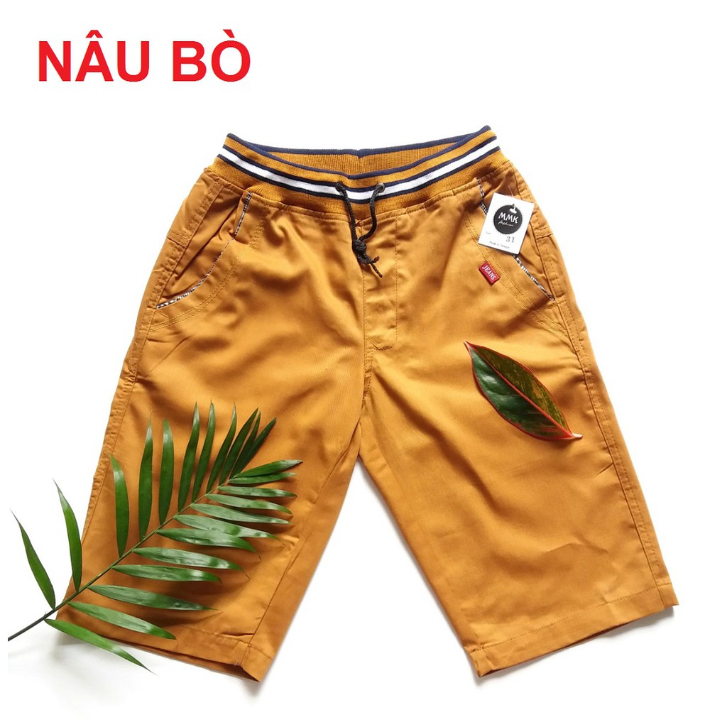 Quần short kaki nam, lưng thun, 100% cotton, vải dày - Hàng VN