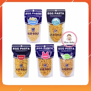 Mì Nui Trứng EGG Pasta ALB - GOLD Nhật Bản 90g Cho Bé Từ 8 Tháng Tuổi Hình Khủng Long, Gấu, Cá Heo