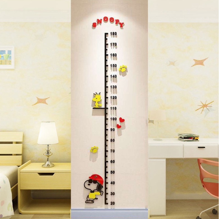 Thước đo chiều cao dán tường ngộ nghĩnh 3D chất liệu Acrylic cho bé