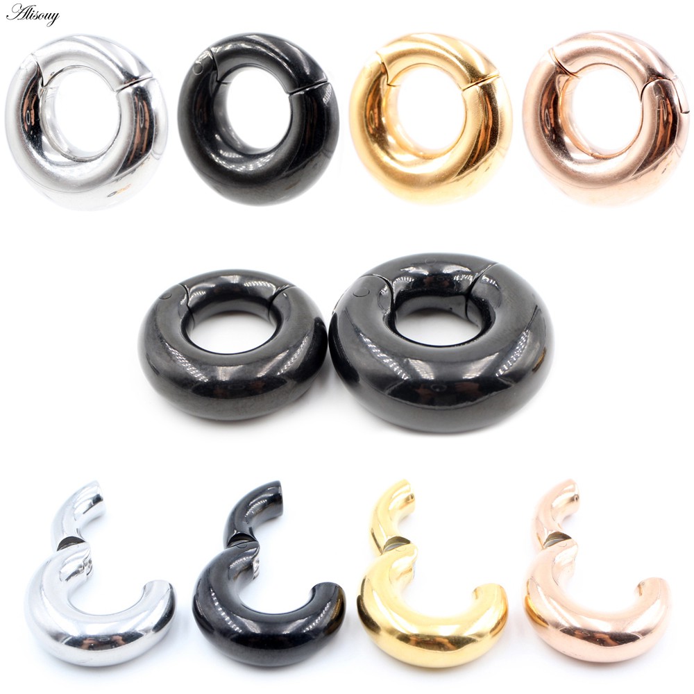 Alisouy 1pc punk 316l thép không gỉ trọng lượng tai từ tính expander cáng phích cắm đường hầm máy đo bông tai cơ thể xuyên đồ trang sức