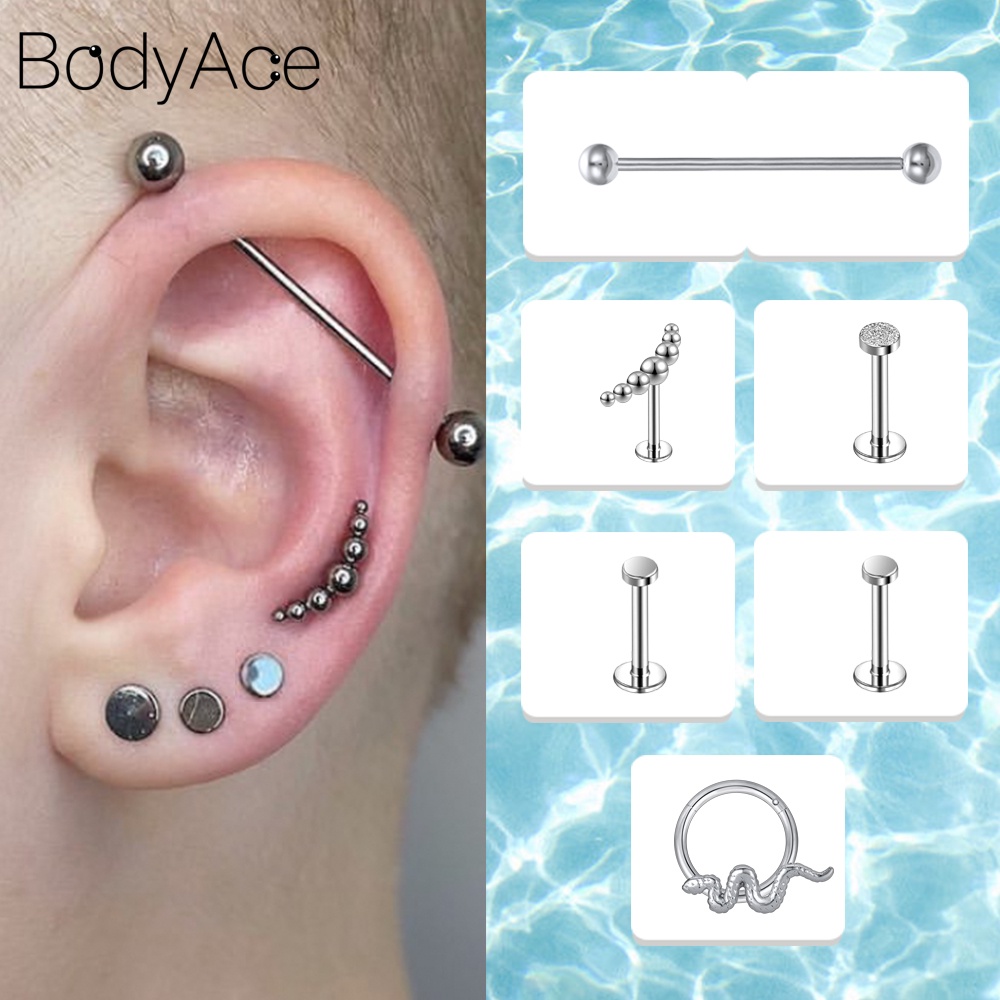 1 Set Khuyên Tai Bằng Thép Không Gỉ Đính Đá Zircon Thời Trang