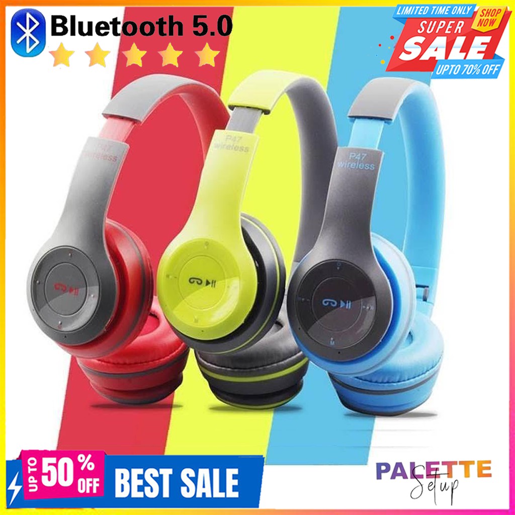 Tai Nghe Bluetooth P47 Wireless - Hỗ Trợ Cắm Thẻ Nhớ Nghe Nhạc Chơi Game Trực Tiếp