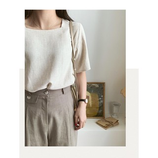 SQUARE NECK BLOUSE T-SHIRT - Áo T-blouse Hàn Quốc