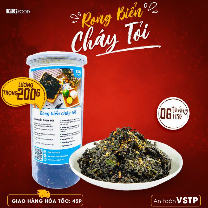 Rong biển cháy tỏi mè ăn liền 200G KIKIFOOD, đồ ăn vặt Việt Nam an toàn vệ sinh thực phẩm | BigBuy360 - bigbuy360.vn