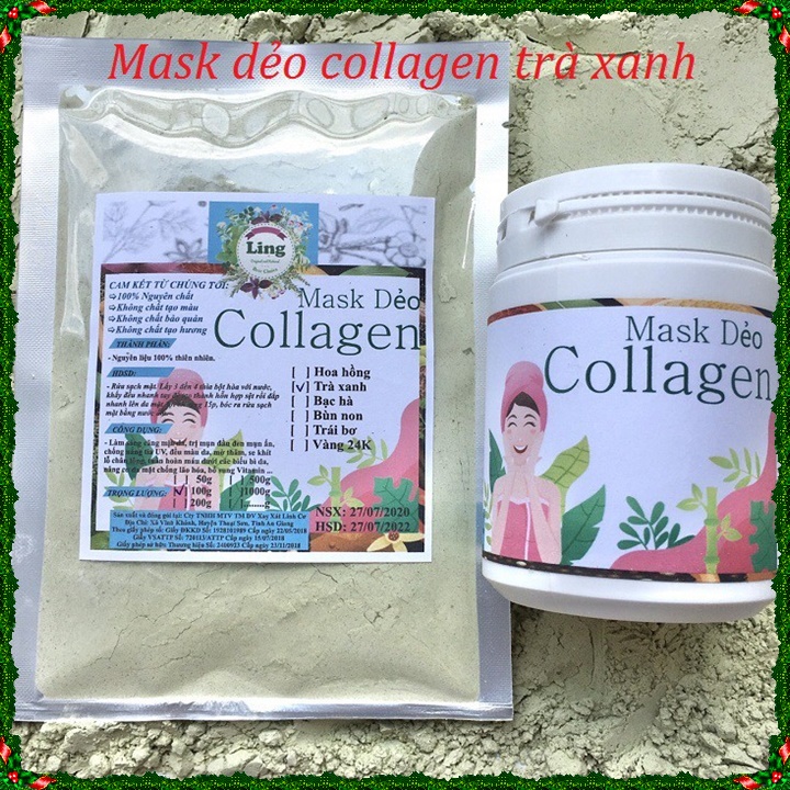 Mask dẻo 200g Trà Xanh Collagen Ling Có giấy VSATTP giấy ĐKKD nhiều công dụng