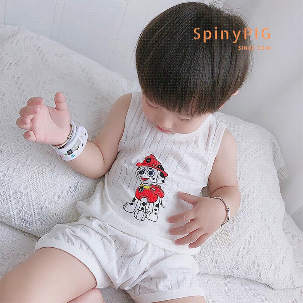 Bộ quần áo ba lỗ mặc ở nhà cho bé 0-4 tuổi 100% cotton thoáng mát