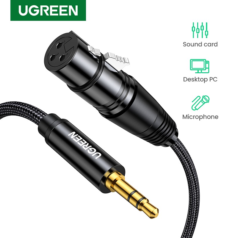 Dây cáp âm thanh Ugreen XLR sang 3.5mm cho máy quay DSLR