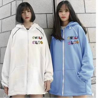 < FREESHIP > Áo khoác hoodie nỉ nữ form rộng có dây kéo vải dày dặn, bao đẹp, bao chất (CHILLCLUB)