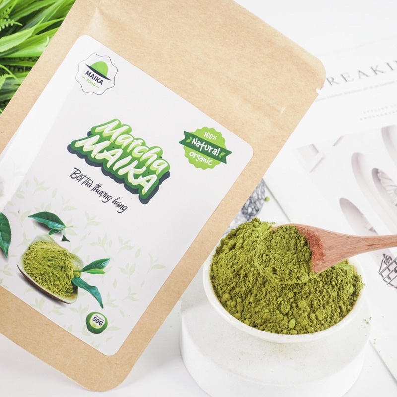 [Organic] Bột Trà Xanh Matcha Nguyên Chất MaikaFood Túi 50gr - Dùng Pha Chế, Làm Bánh, Spa