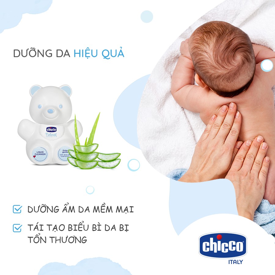 Sữa Tắm Dưỡng Da Natural Sensation Teddy CHICCO - Giúp Cân Bằng PH &amp; Tăng Miễn Dịch Cho Da