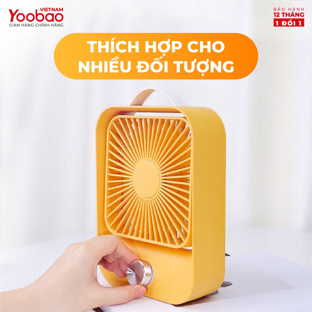 Quạt sạc mini để bàn làm việc YOOBAO LJQ-119 2400mAh - Chạy liên tục lâu - Hàng chính hãng - Bảo hành 12 tháng 1 đổi 1