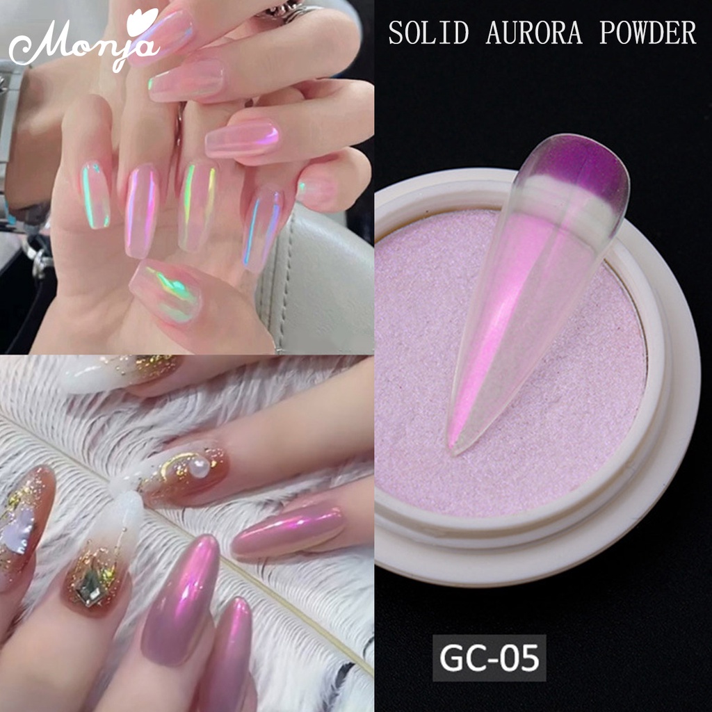 Monja Aurora Nail Powder Glitter Shiny Transparent Chameleon Pigment Dust Mermaid Mirror Chrome-plated Nail Decorations