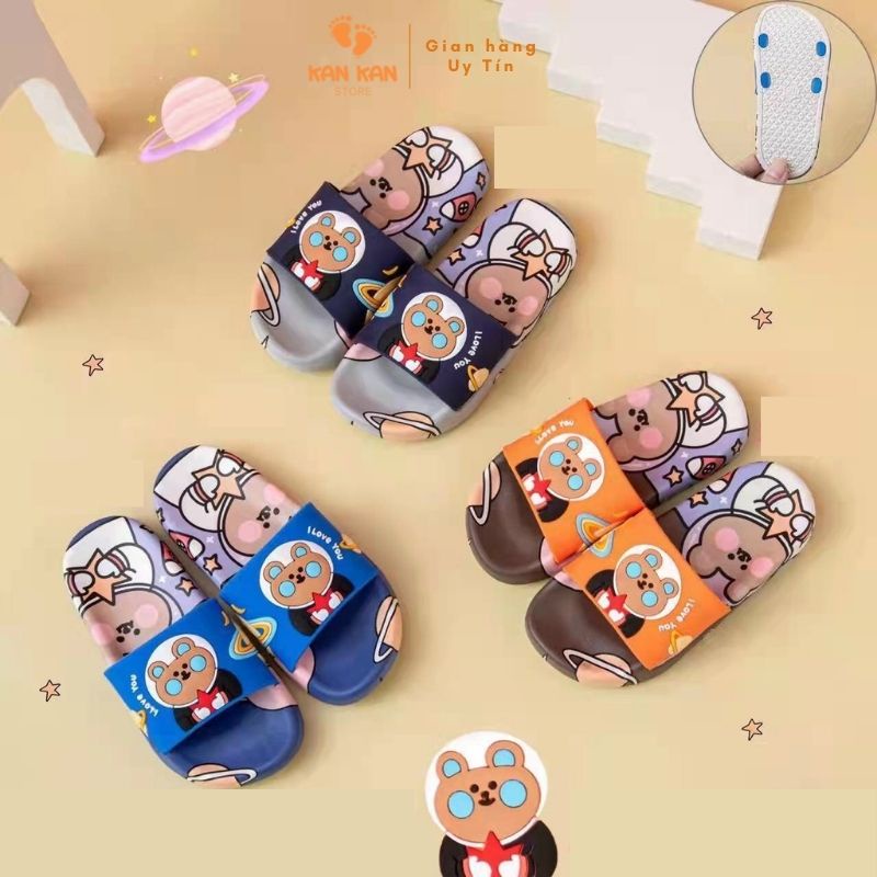 Dép Cho Bé Trai Bé Gái KA03 Dép Lê Quai Ngang Trẻ Em Chống Trơn Trượt KanKanStore