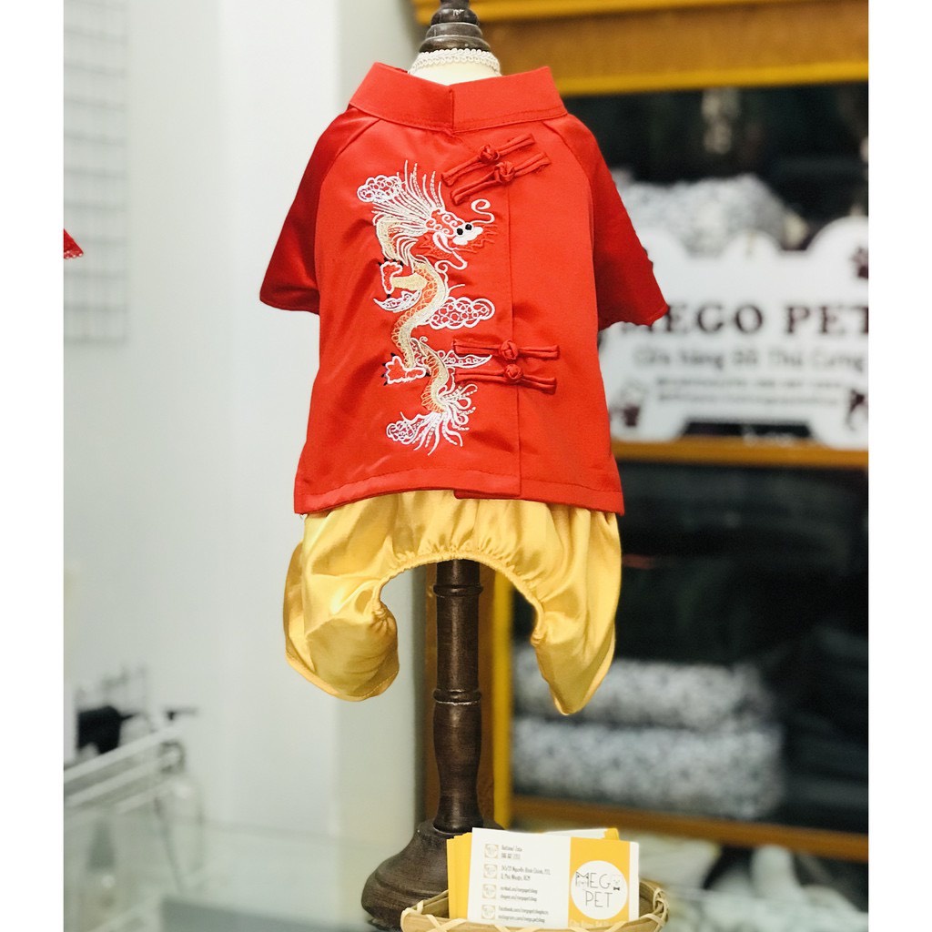 [Mã 252FMCGSALE giảm 8% tối đa 100k đơn 500K] ÁO DÀI TẾT CÁCH TÂN RỒNG DÀNH CHO THÚ CƯNG