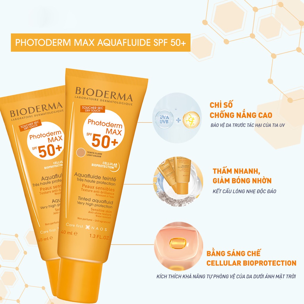 Kem chống nắng Bioderma Photoderm Max Aquafluide SPF 50+-40ml Kem chống nắng Bioderma dành cho da dầu nhạy cảm