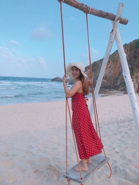 Đầm chấm bi hở lưng đan dây [Ảnh thật | BigBuy360 - bigbuy360.vn