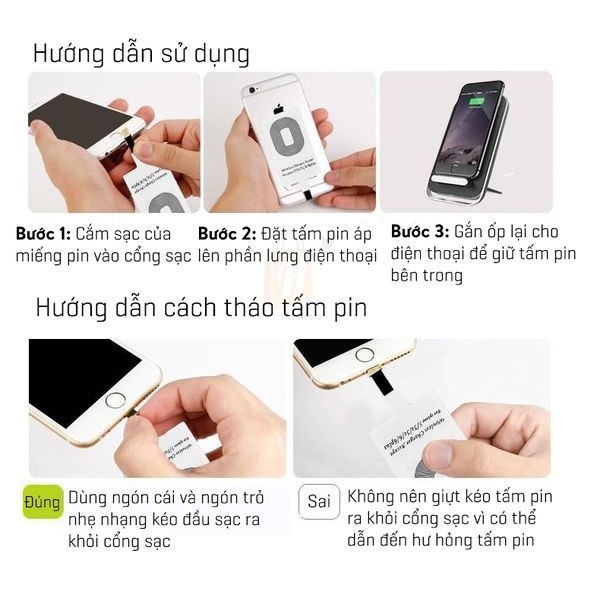 Bộ sạc không dây cho điện thoại IPHONE 5,6,7,6 Plus, 7 Plus, Điện thoại Android đầu sạc chuẩn Micro USB, Điện thoại Andr