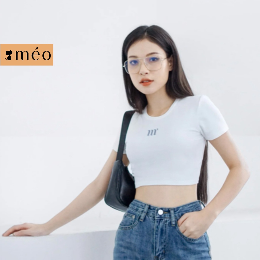 Áo thun Méo shop Raki form ôm dáng crotop chất liệu vải 100% cotton ngắn tay
