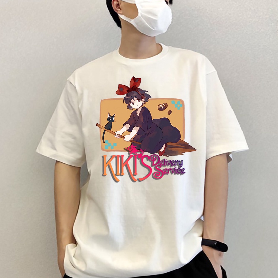 Áo thun nam nữ tay lỡ vải cotton form rộng màu trắng Hạ Băng Designs - Ghibli 005