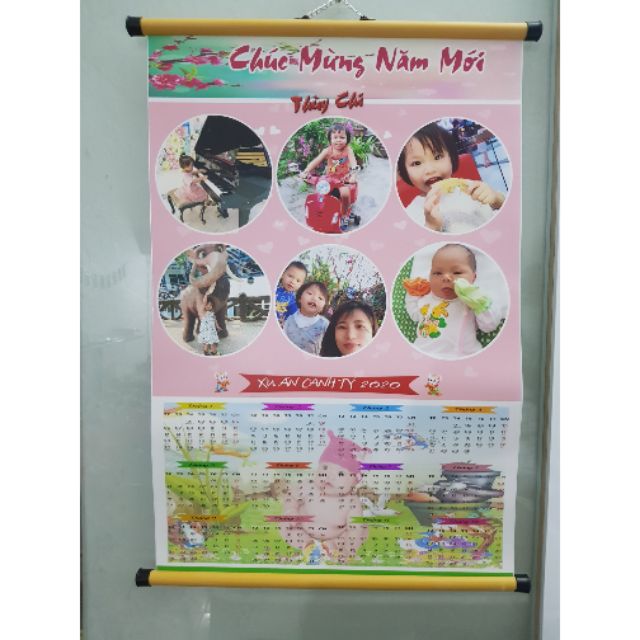 In lịch tết 40x60 ép lụa bọc ống trúc