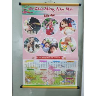 In lịch tết 40x60 ép lụa bọc ống trúc