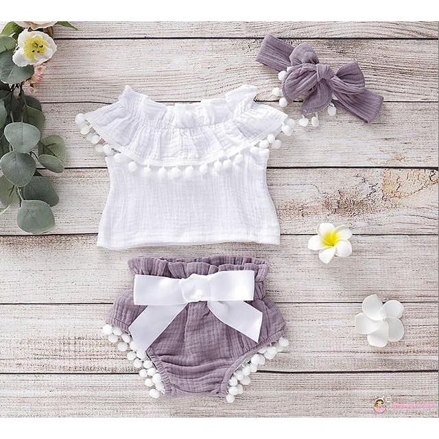 Set áo cánh tiên và quần short xinh xắn dành cho bé gái