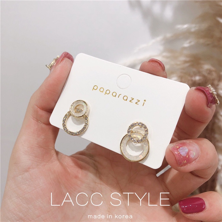 Bông Tai Hình Trái Tim Đính Đá Đơn Giản Phong Cách Hàn Quốc Thời Trang Cho Nữ