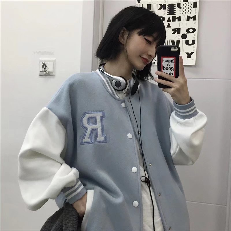 Áo khoác bóng chày nam thêu họa tiết chữ phong cách vintage cho thời trang simple unisex bigsize Áo khoác Bomber Hàn Quốc