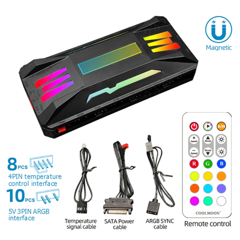 Bộ Bảng Mạch Điều Khiển Quạt Tản Nhiệt PC Kết Nối Đồng Bộ Với Bo Mạch Chủ COOLMOON ARGB