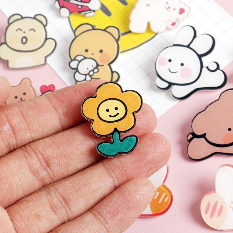 Sticker cute pin cài áo phụ kiện trang trí balo túi xách
