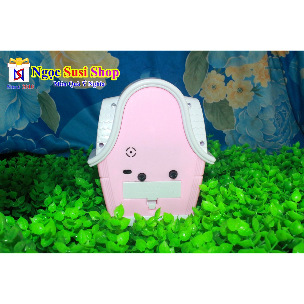 Đồng Hồ Để Bàn Báo Thức Hình Ngôi Nhà Màu Hồng Chiều Cao 14cm - Hàng Cao Cấp Rất Bền Cute + Tặng Pin