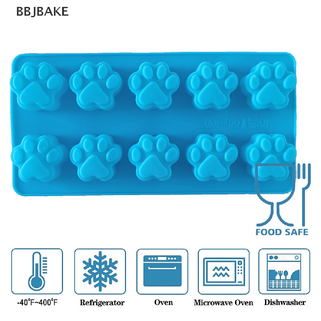 Khuôn silicon 10 ô hình chân chó mèo dùng làm bánh quy/ thạch/ khay đá